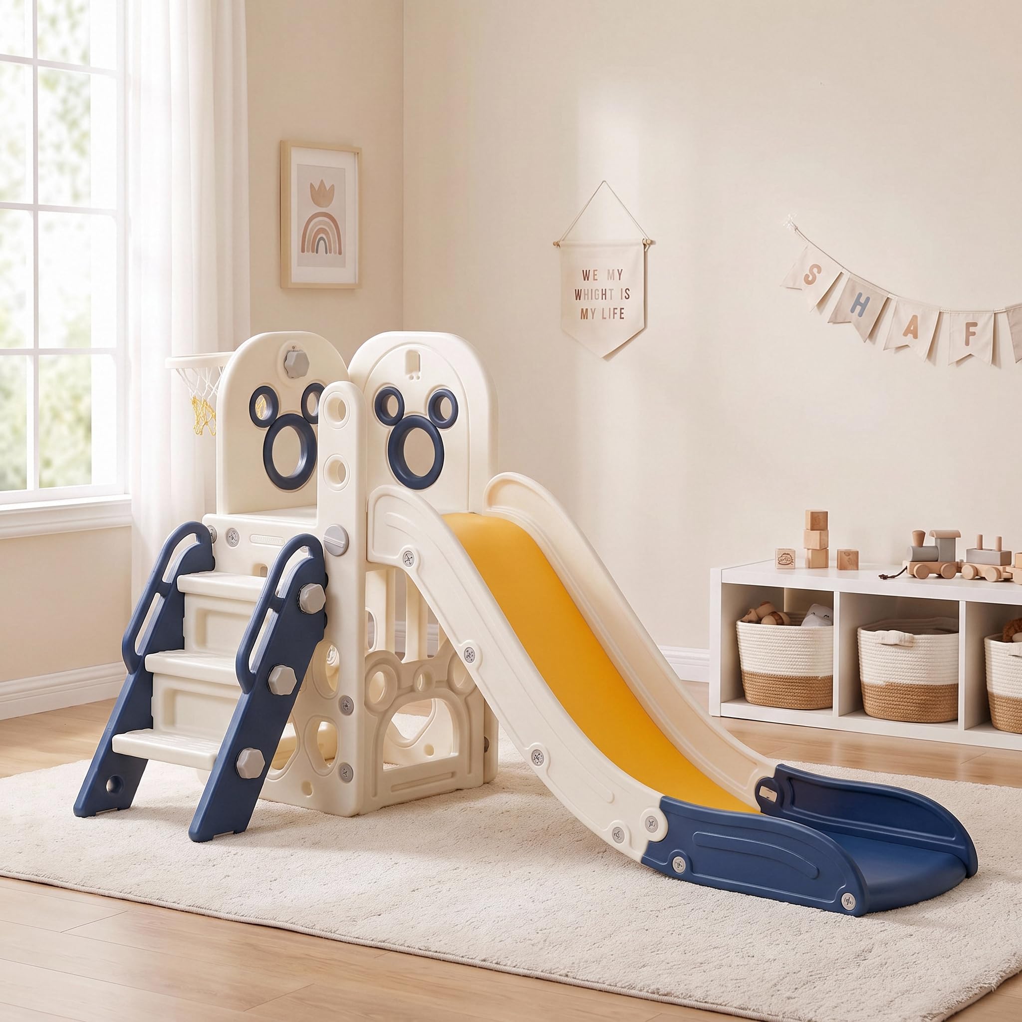 Kids Outdoor Playset - 6 in 1 Toddler Slide Playset,