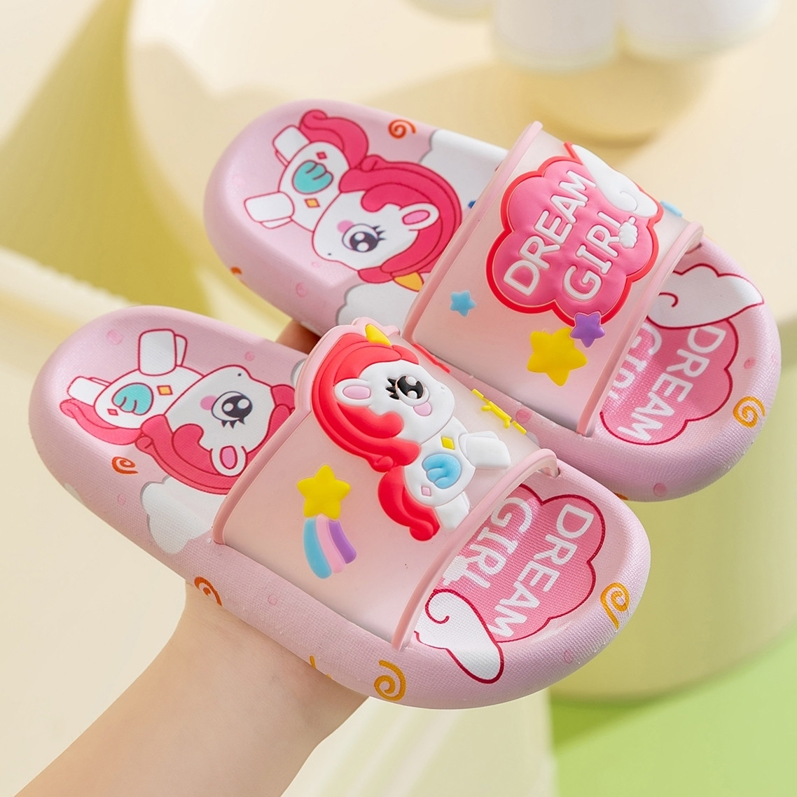 Kids Indoor Outdoor Slippers - Cute Cartoon Unicorn Kids Slippers for