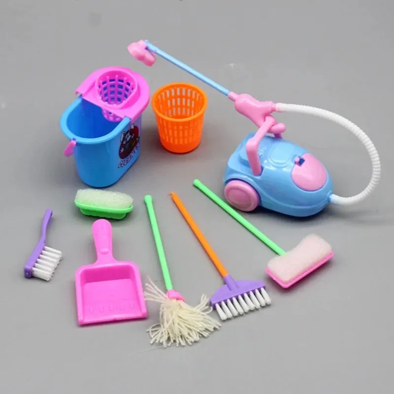 Kids Outdoor Broom - 9PCS Mini Cleaning Toy Set -