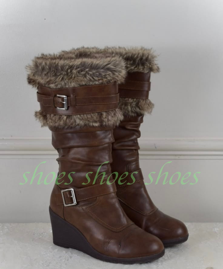 Kids Outdoor Boots - Women Vintage Brown Faux Pu Fur