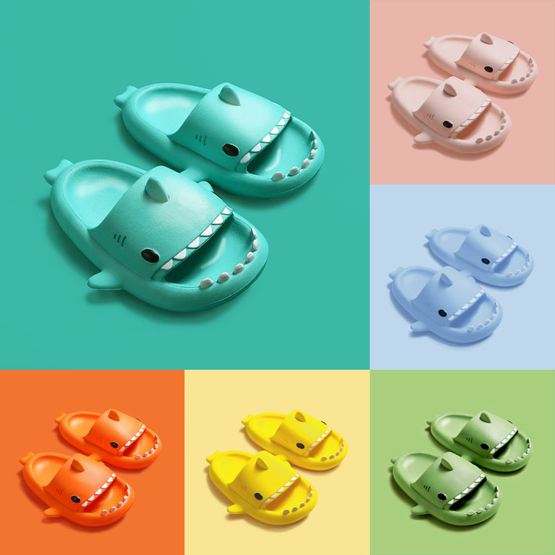 Kids Indoor Outdoor Slippers - Children Slippers Cartoon Shark Sandals Summer