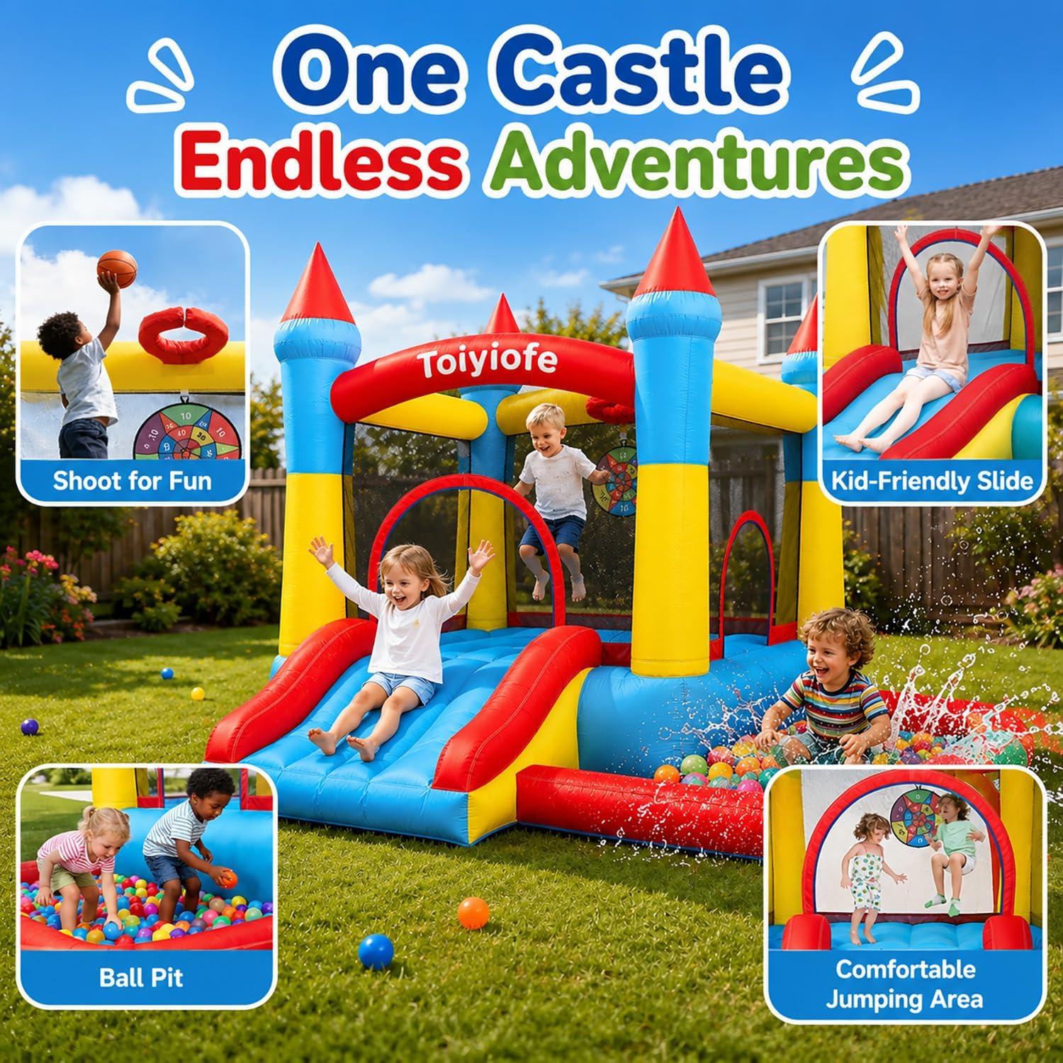 Bounce House for Kids 3-6, Tod - Kids Outdoor Jumping Castle recension och pris