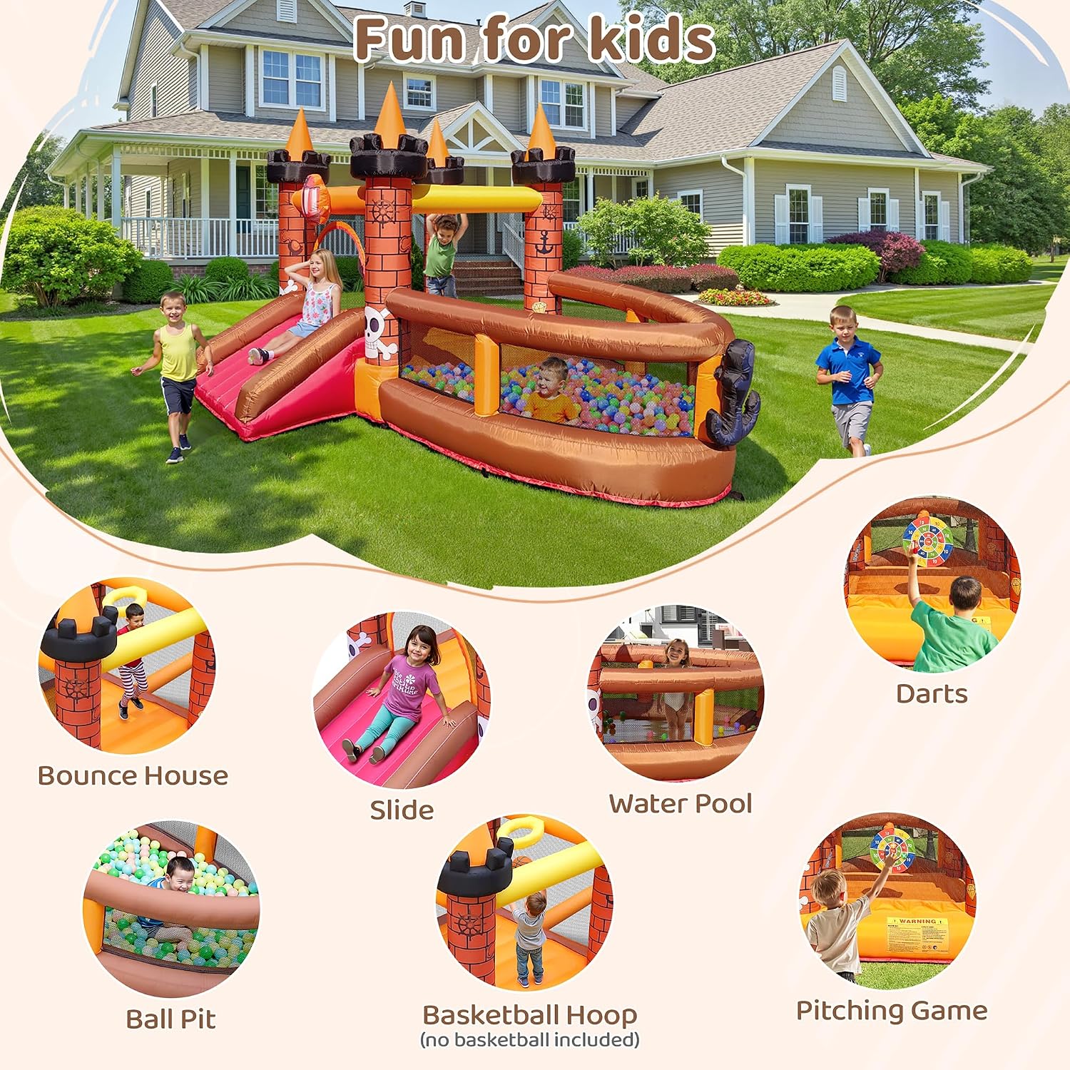 Inflatable Bounce House for Ki - Kids Outdoor Jumping Castle recension och pris