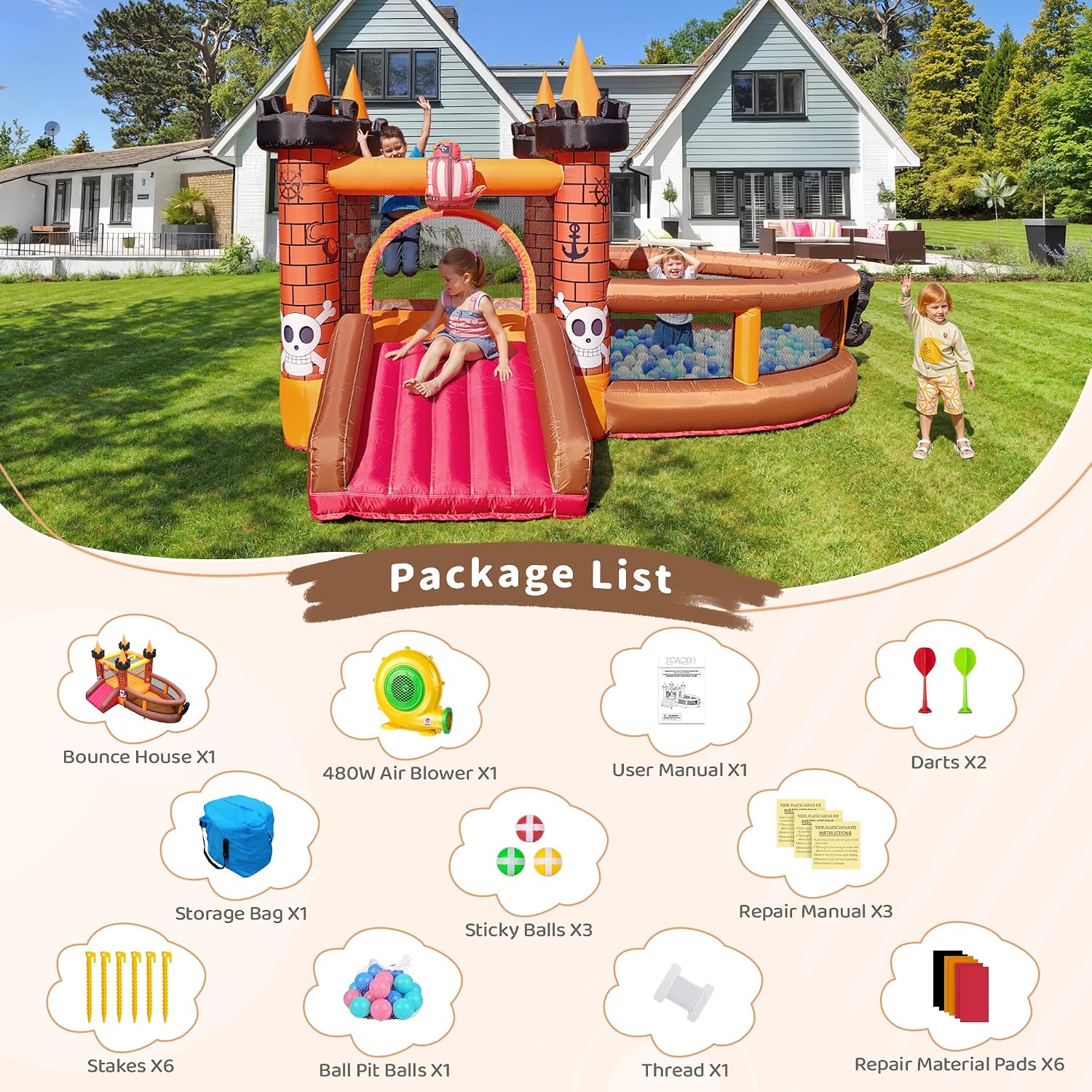Inflatable Bounce House for Ki - Kids Outdoor Jumping Castle recension och pris
