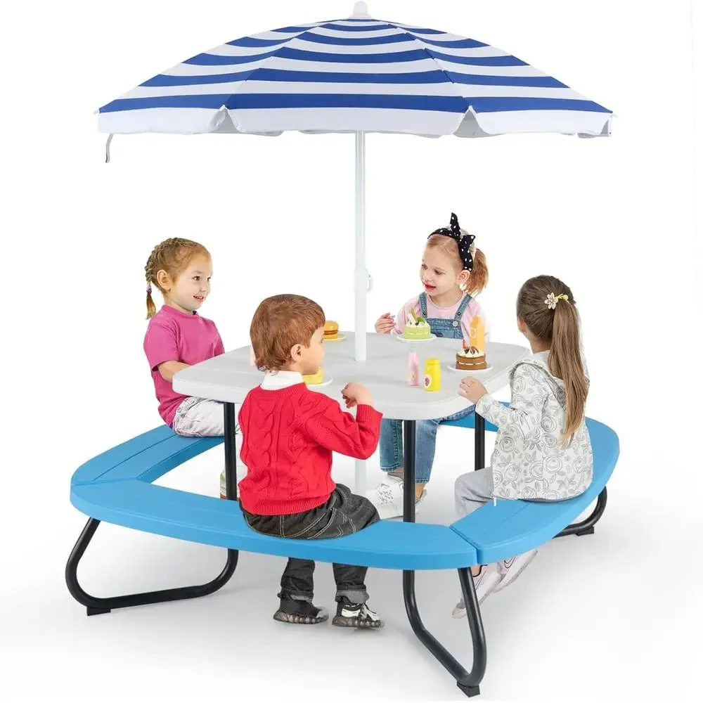 8-Person Kids Picnic Table wit - Kids Outdoor Umbrella recension och pris