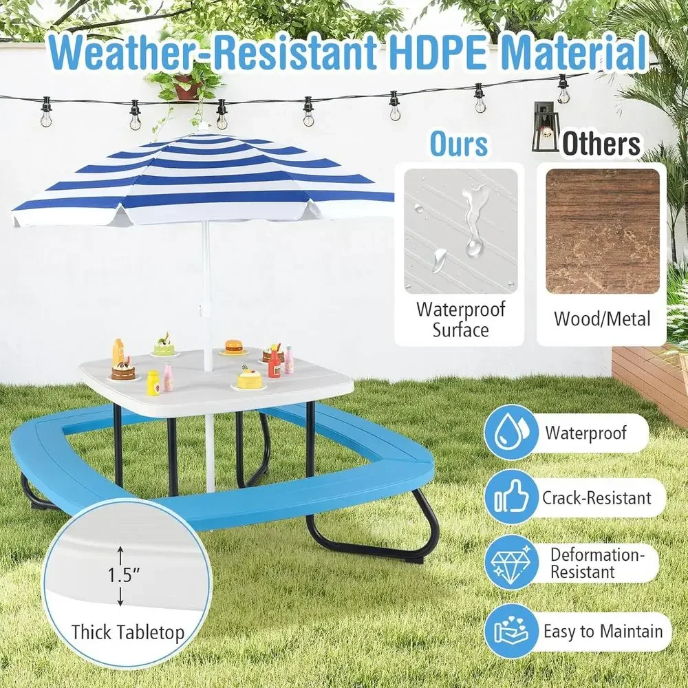 8-Person Kids Picnic Table wit - Kids Outdoor Umbrella recension och pris
