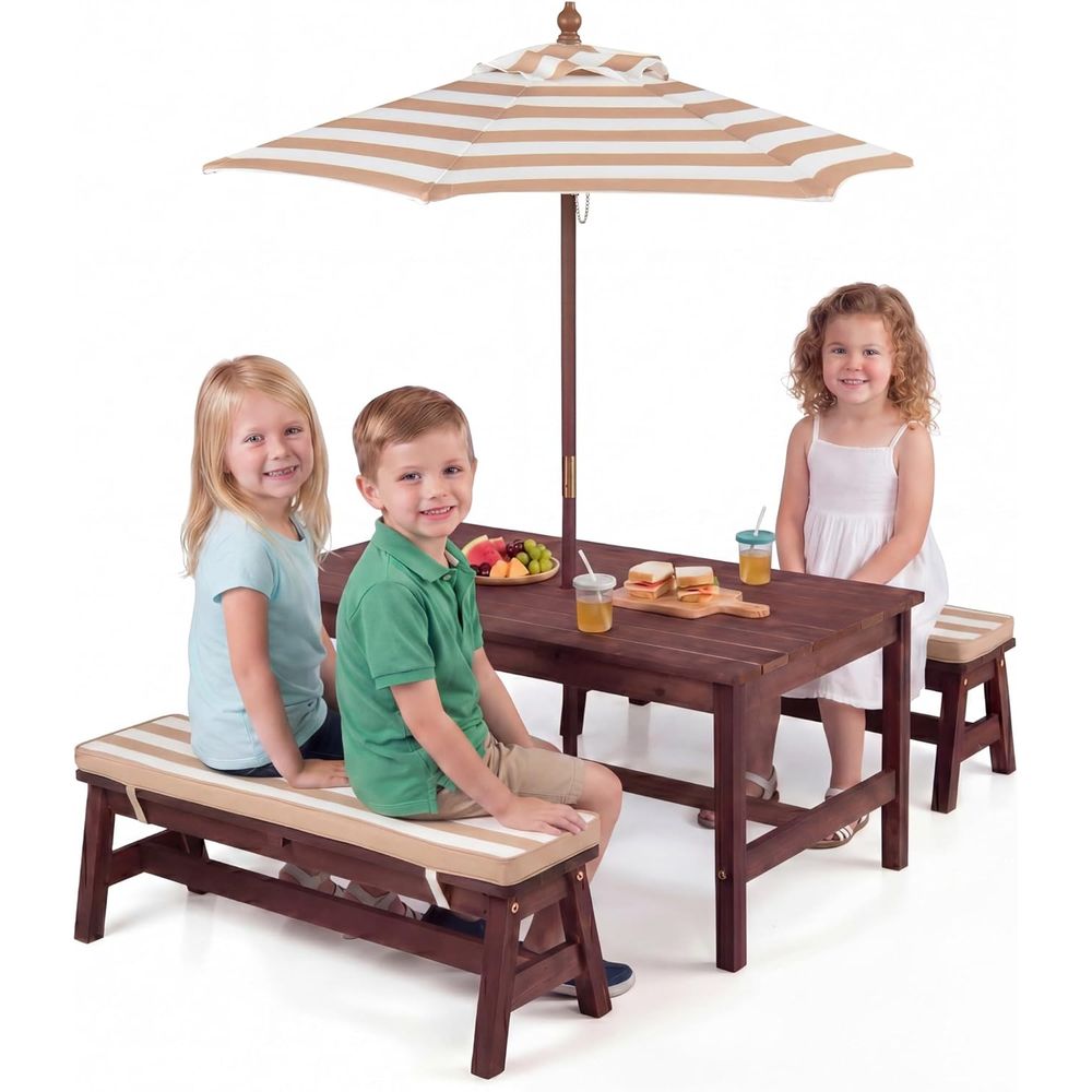Kids Picnic Table, Large 42“x  - Kids Outdoor Umbrella recension och pris