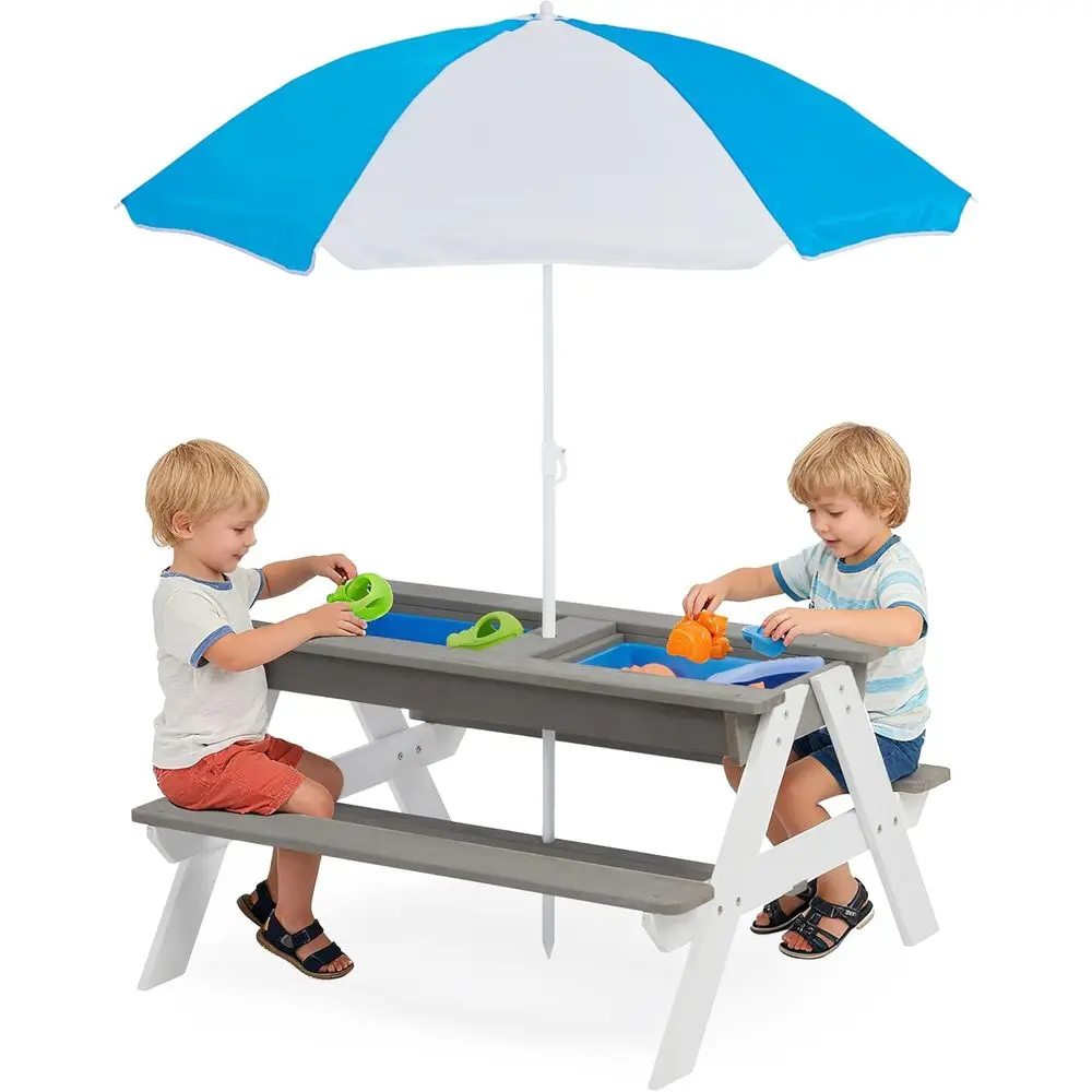Convertible 3-in-1 Wooden Picn - Kids Outdoor Umbrella recension och pris