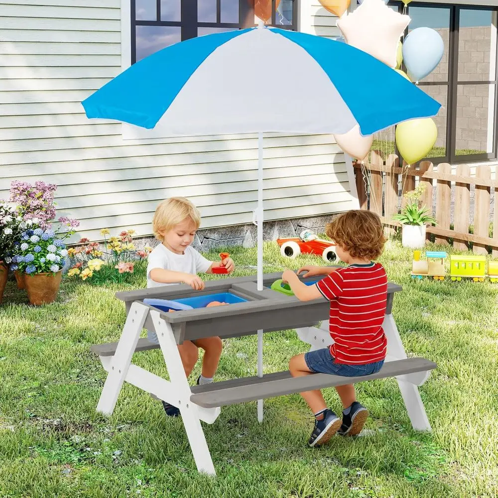 Convertible 3-in-1 Wooden Picn - Kids Outdoor Umbrella recension och pris