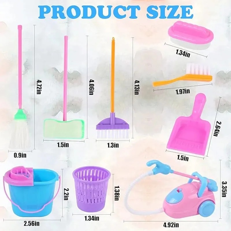 9PCS Mini Cleaning Toy Set - D - Kids Outdoor Broom recension och pris