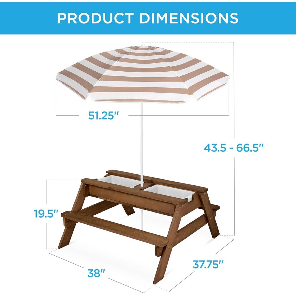 Kids Picnic Table with Umbrell - Kids Outdoor Umbrella recension och pris