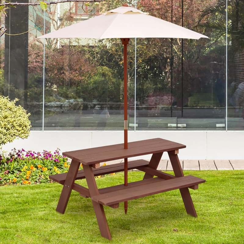 Outdoor 4-Seat Kids Picnic Tab - Kids Outdoor Umbrella recension och pris